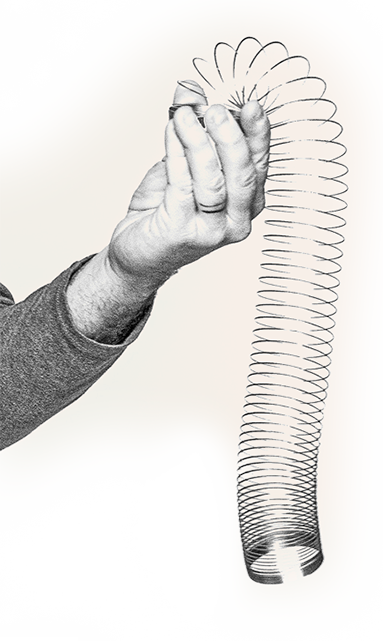 arm - left holding slinky