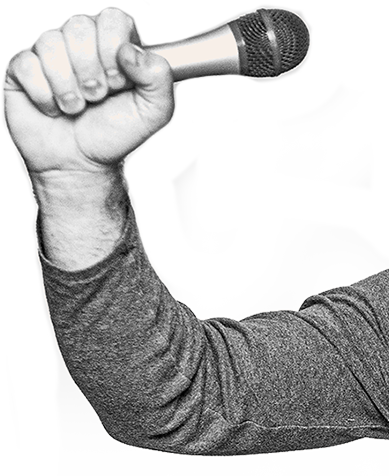 arm - right holding mic